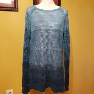 Tommy Bahama ombre blue long sleeve open knit sweater Size M